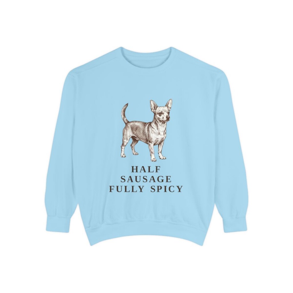 chiweenie-sweatshirt-humor-chambray Chiweenie Humor Sweatshirt, Chambray, front view