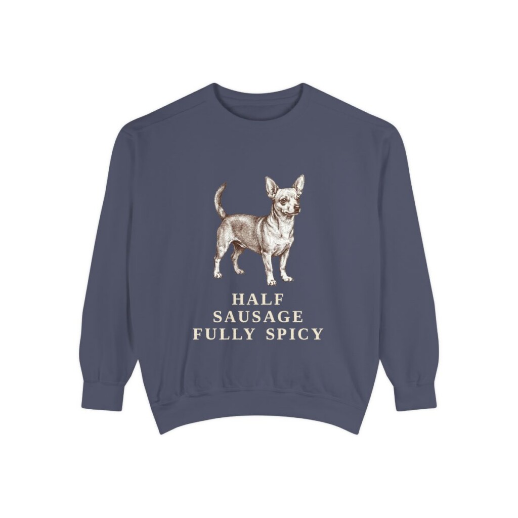 chiweenie-sweatshirt-humor-denim Chiweenie Humor Sweatshirt, Denim, front view