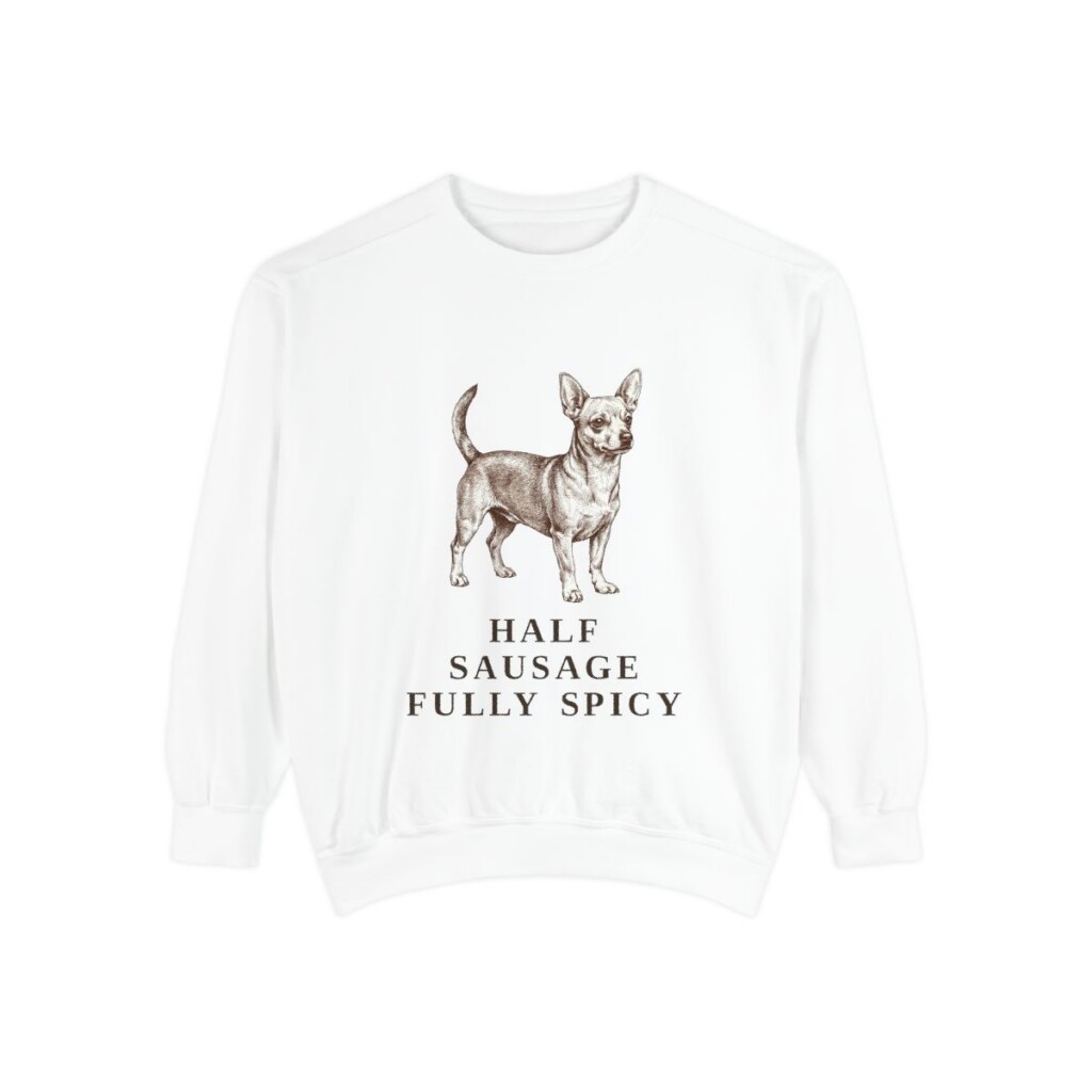 chiweenie-sweatshirt-humor-white Chiweenie Humor Sweatshirt, White, front view