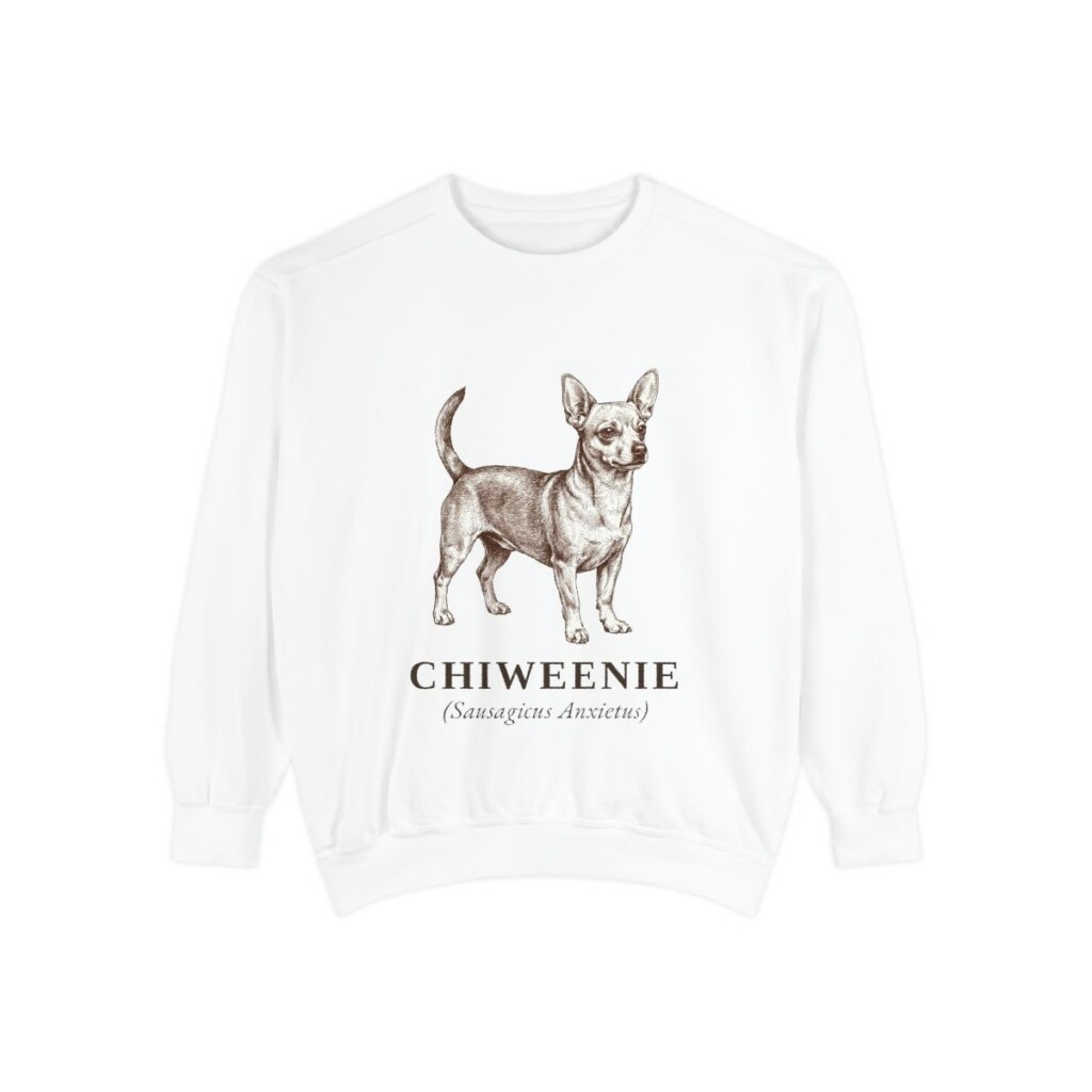 Chiweenie Latin Sweatshirt, White, front view