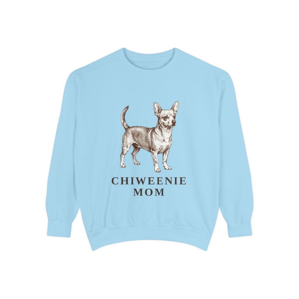 Chiweenie Mom Sweatshirt, Chambray, front view