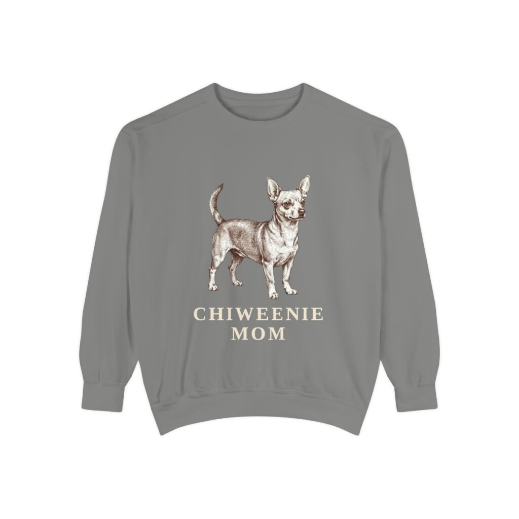 Chiweenie Mom Sweatshirt, Grey, front view