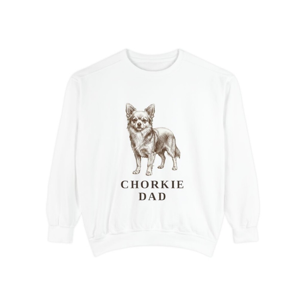 chorkie-sweatshirt-dad-white Chorkie Dad Sweatshirt, White, front view