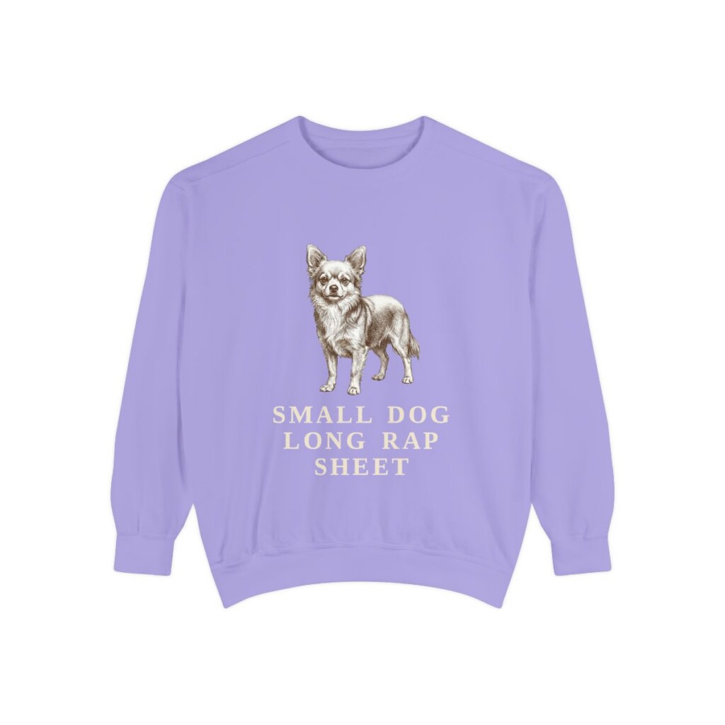 Chorkie Humor Sweatshirt, Violet, front view