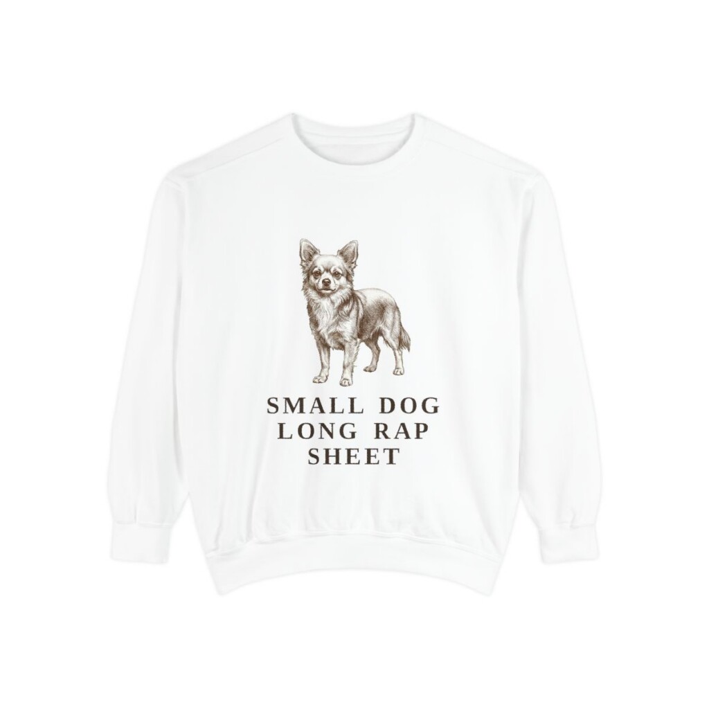 Chorkie Humor Sweatshirt, White, front view