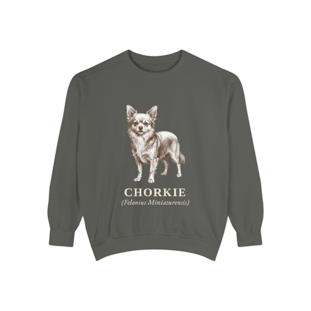 Chorkie Latin Sweatshirt, Pepper, front view