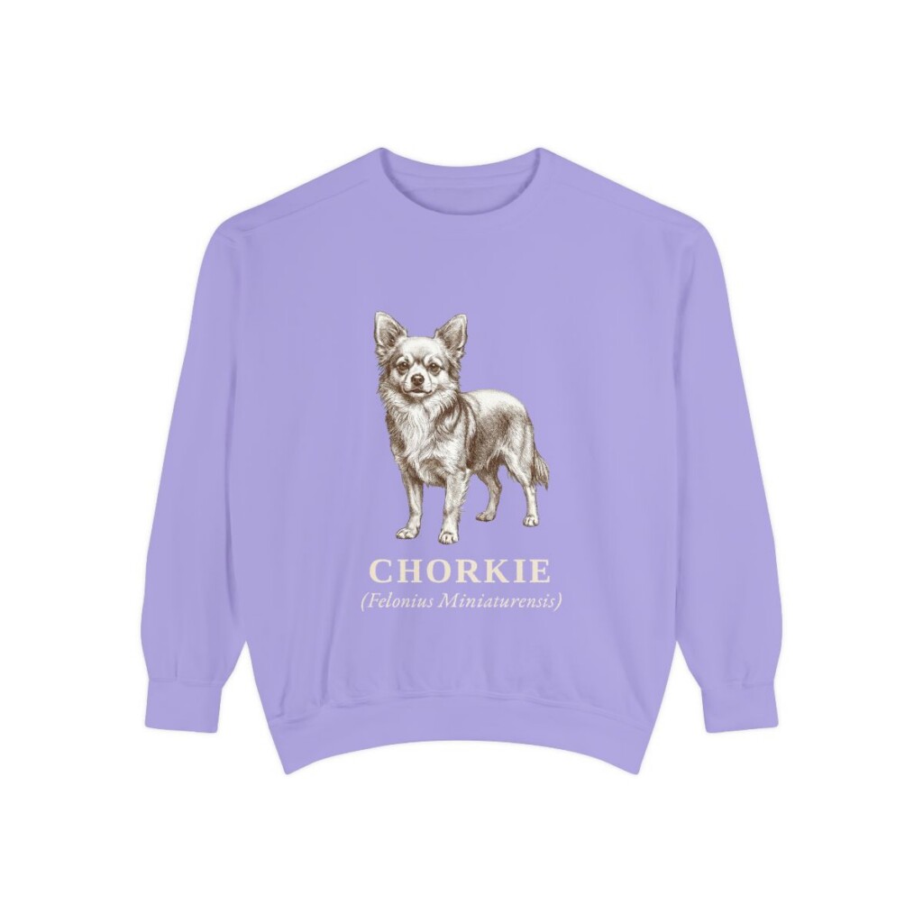 Chorkie Latin Sweatshirt, Violet, front view