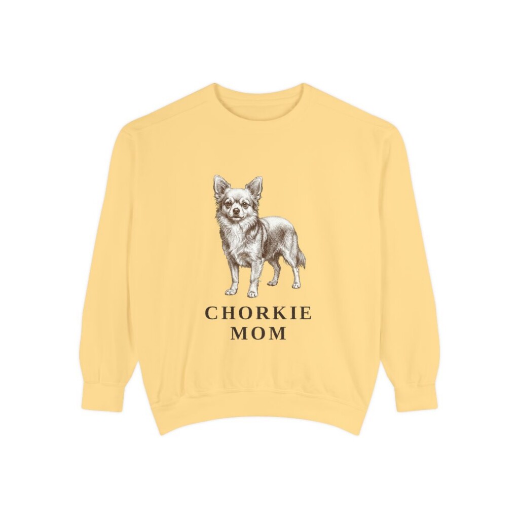 chorkie-sweatshirt-mom-butter Chorkie Mom Sweatshirt, Butter, front view