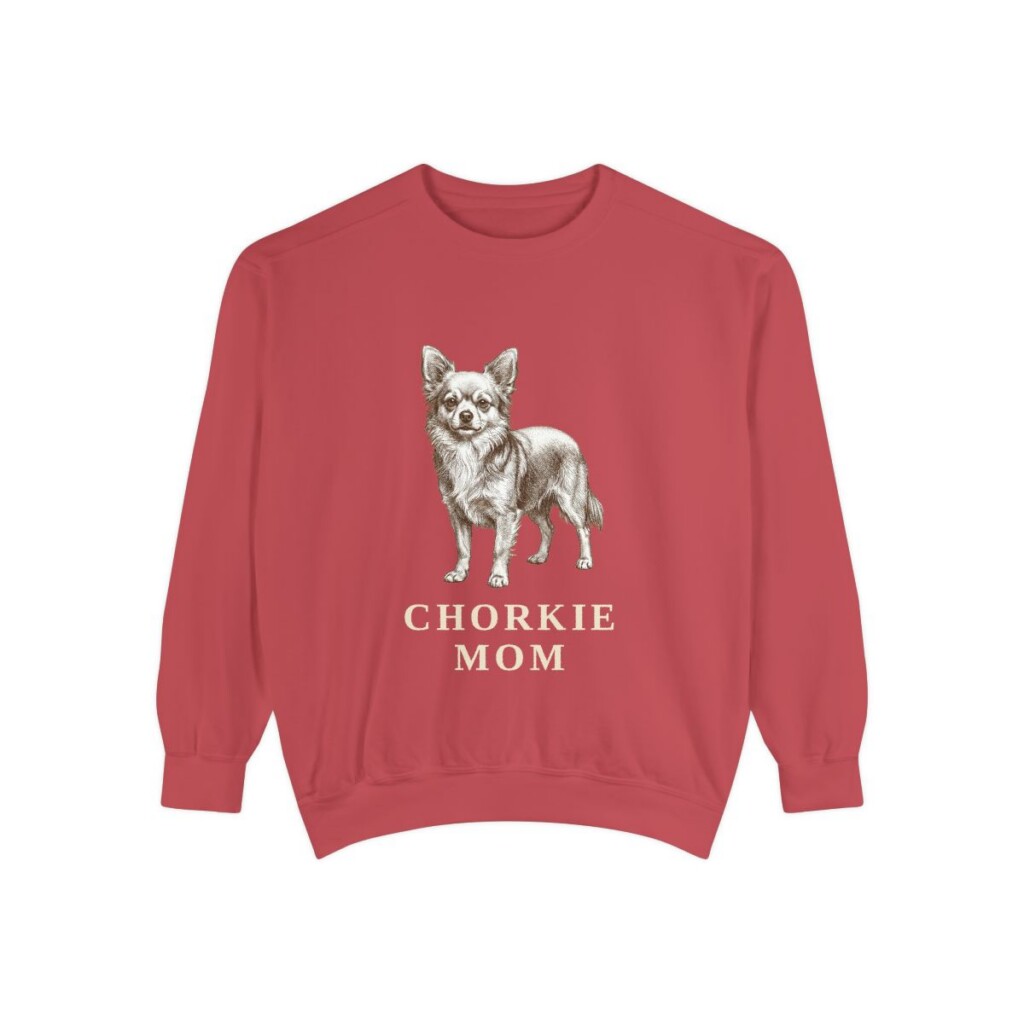 chorkie-sweatshirt-mom-crimson Chorkie Mom Sweatshirt, Crimson, front view