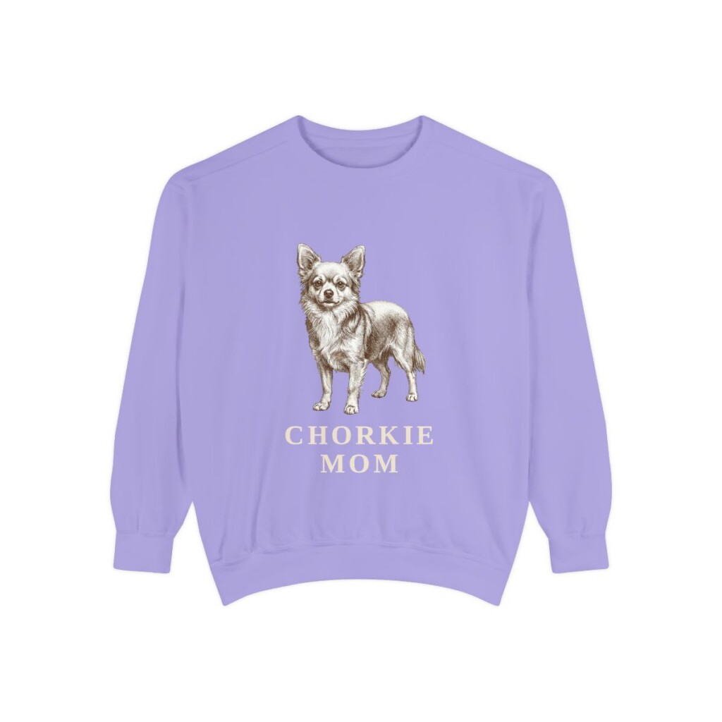 chorkie-sweatshirt-mom-violet Chorkie Mom Sweatshirt, Violet, front view