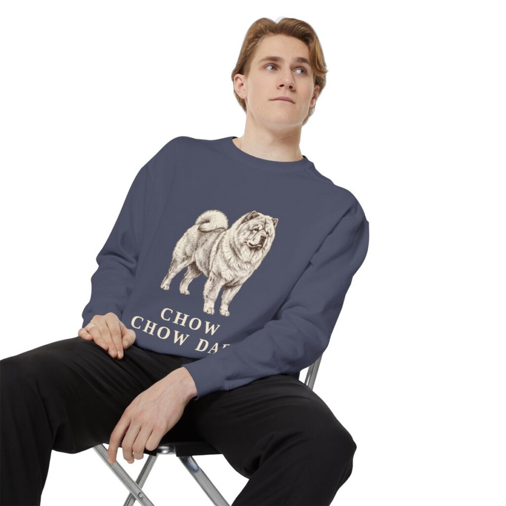 Chow Chow Dad Sweatshirt, Denim, person 1 context