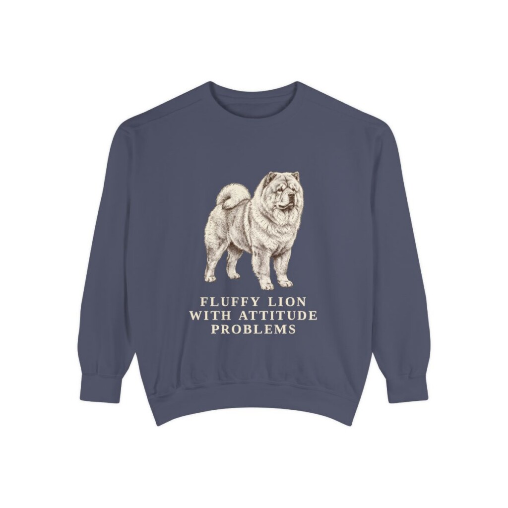 Chow Chow Humor Sweatshirt, Denim, front view