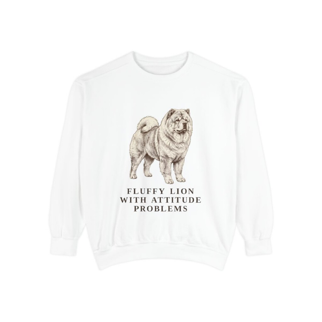 Chow Chow Humor Sweatshirt, White, front view