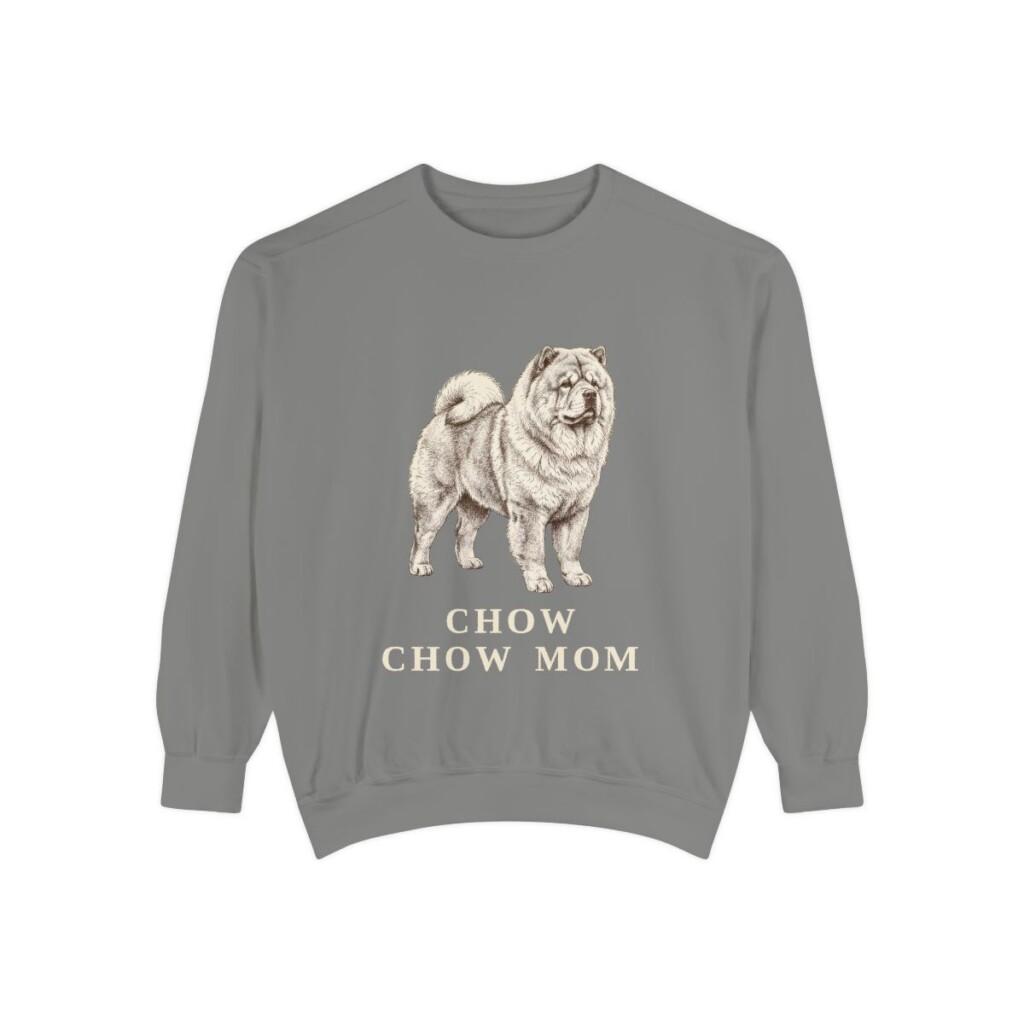 Chow Chow Mom Sweatshirt, Grey, front view