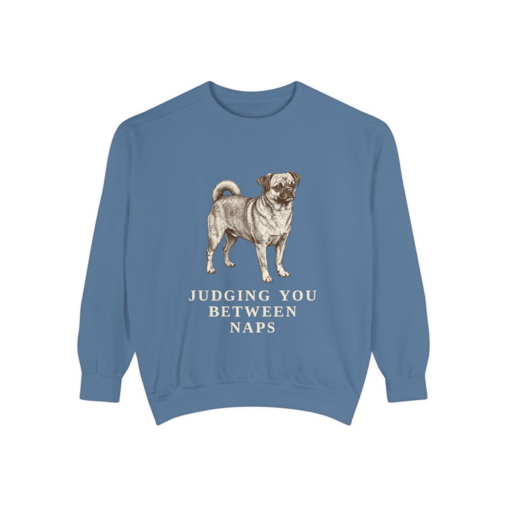 chug-sweatshirt-humor-blue-jean Chug Humor Sweatshirt, Blue Jean, front view