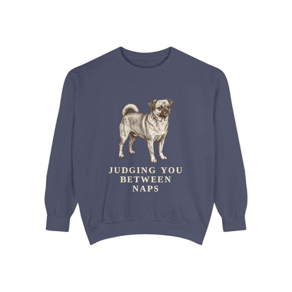 chug-sweatshirt-humor-denim Chug Humor Sweatshirt, Denim, front view