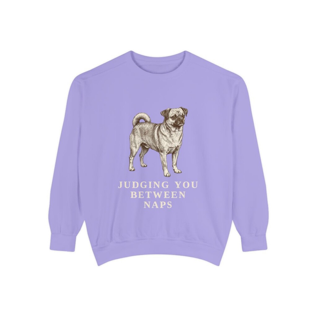 chug-sweatshirt-humor-violet Chug Humor Sweatshirt, Violet, front view