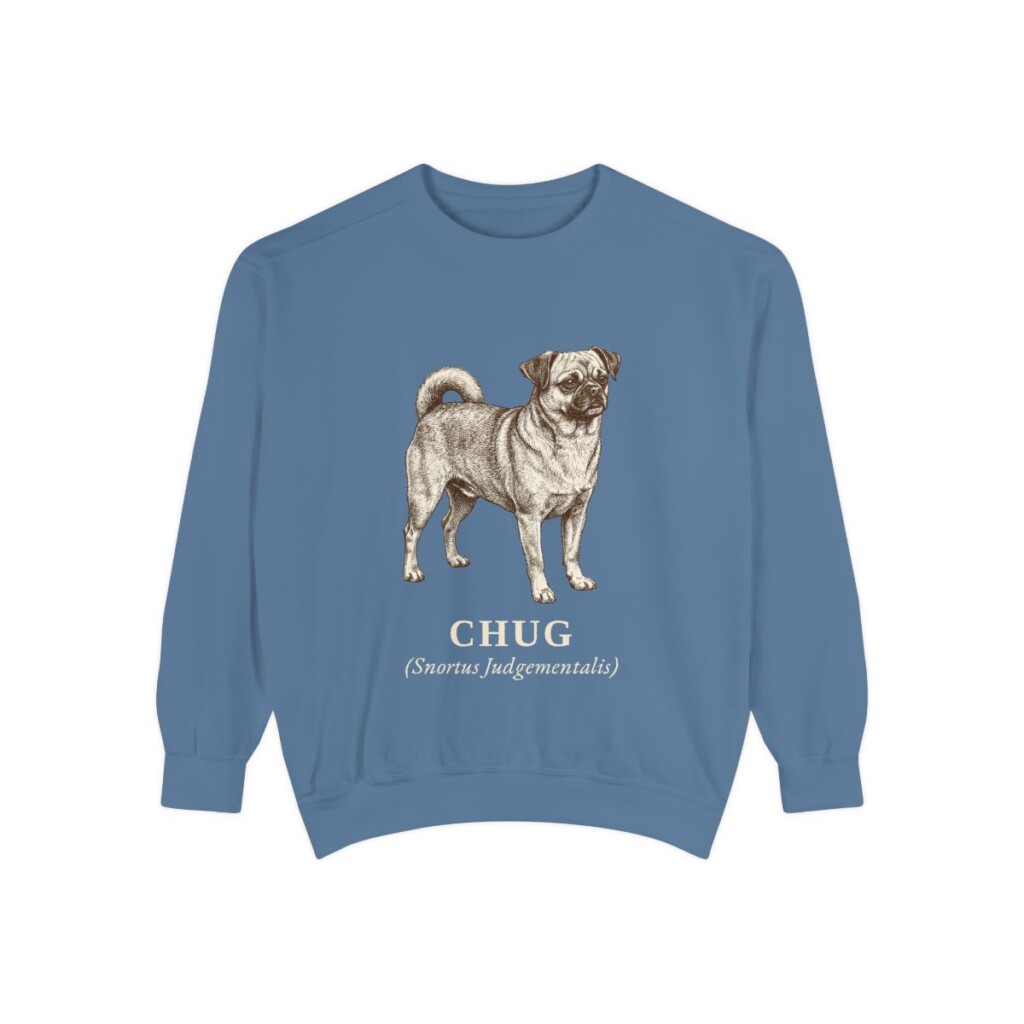 Chug Latin Sweatshirt, Blue Jean, front view