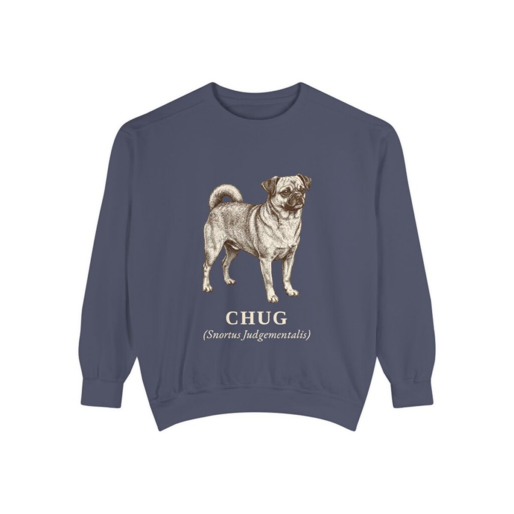 Chug Latin Sweatshirt, Denim, front view