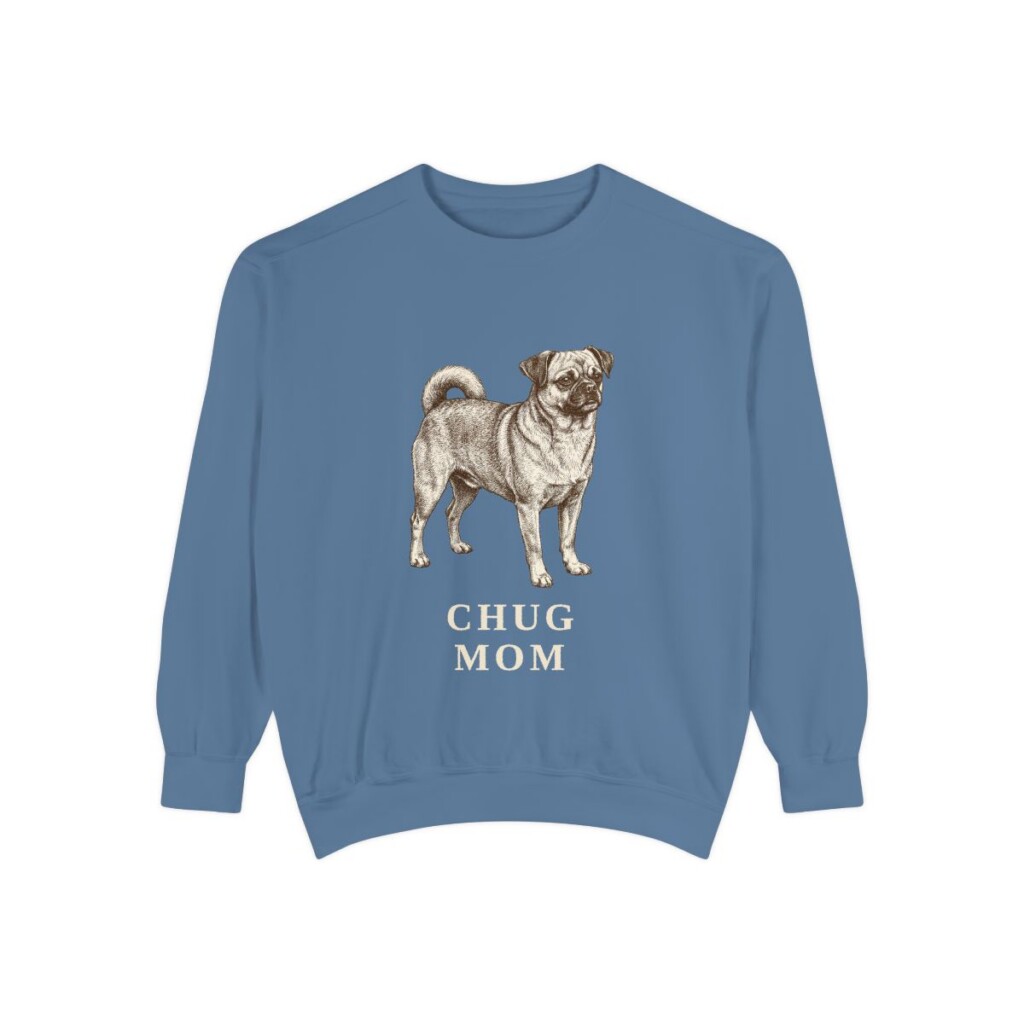 Chug Mom Sweatshirt, Blue Jean, front view