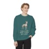 Cirneco dell'Etna Humor Sweatshirt, Blue Spruce, person 1 front