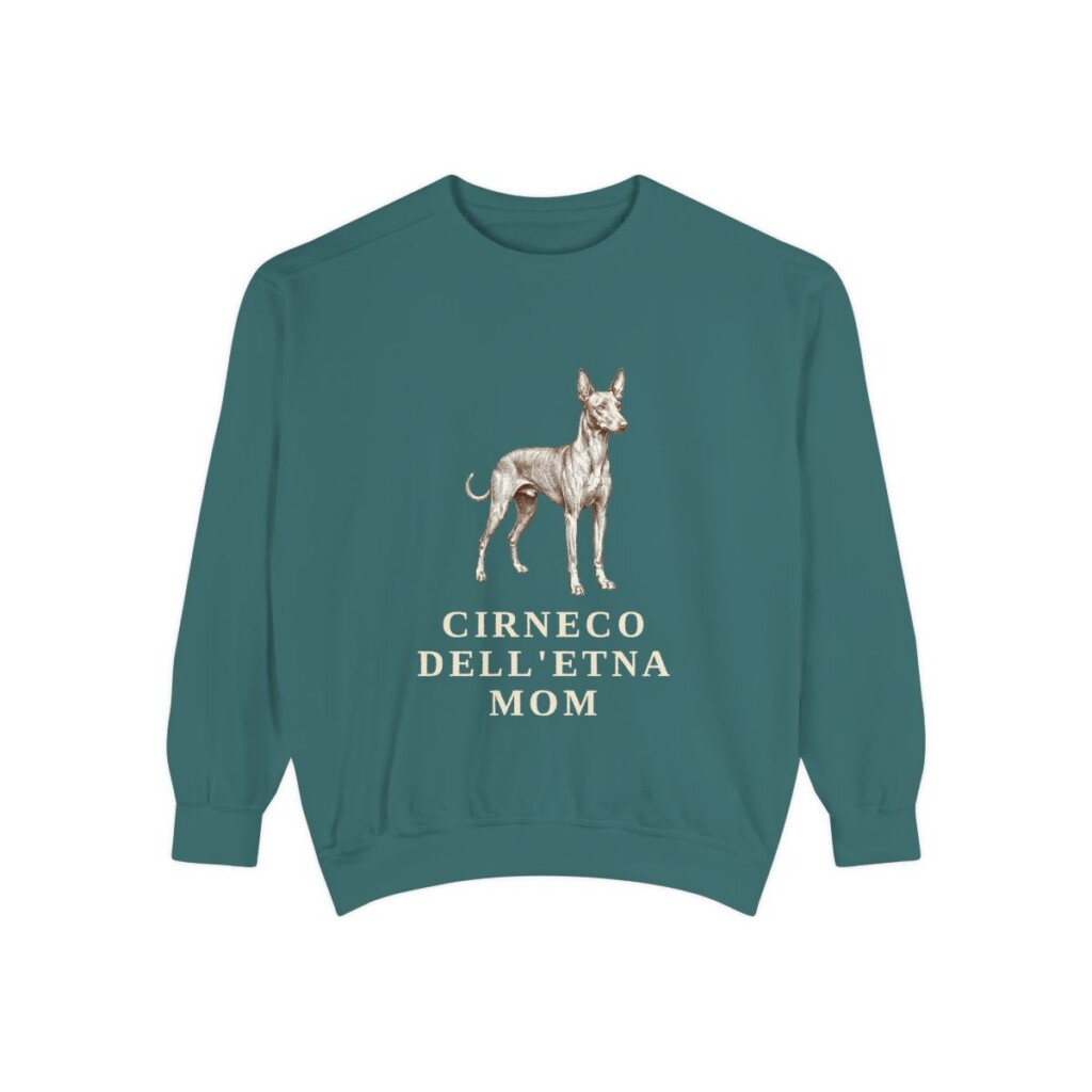 Cirneco dell'Etna Mom Sweatshirt, Blue Spruce, front view