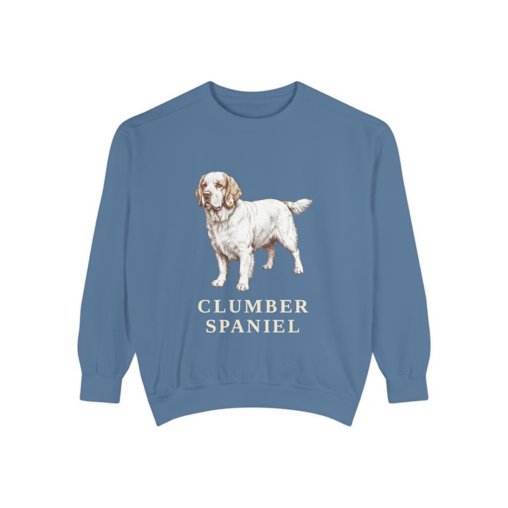 Clumber Spaniel Sweatshirt, Blue Jean, front view