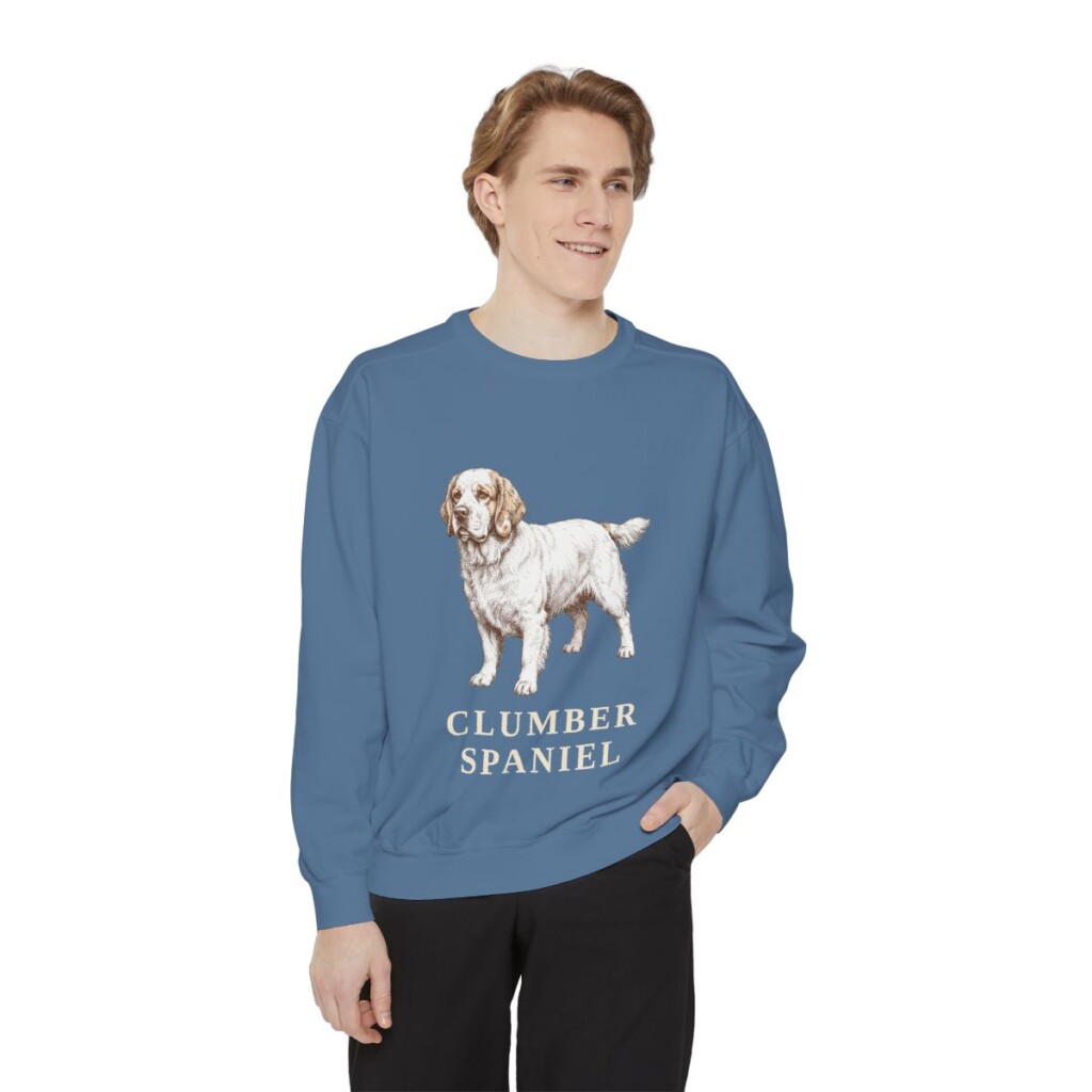 Clumber Spaniel Sweatshirt, Blue Jean, person 1 front