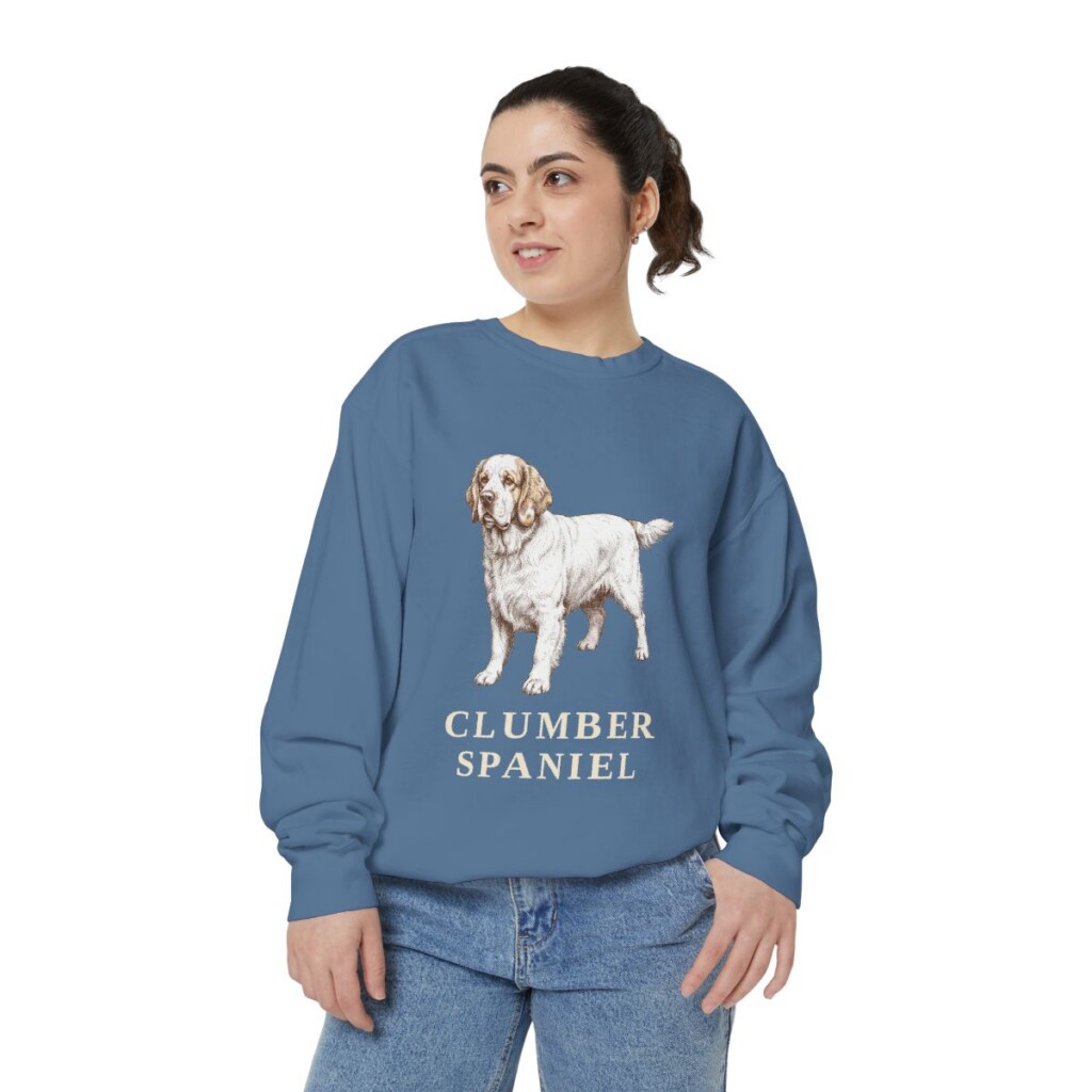 Clumber Spaniel Sweatshirt, Blue Jean, person 2 front