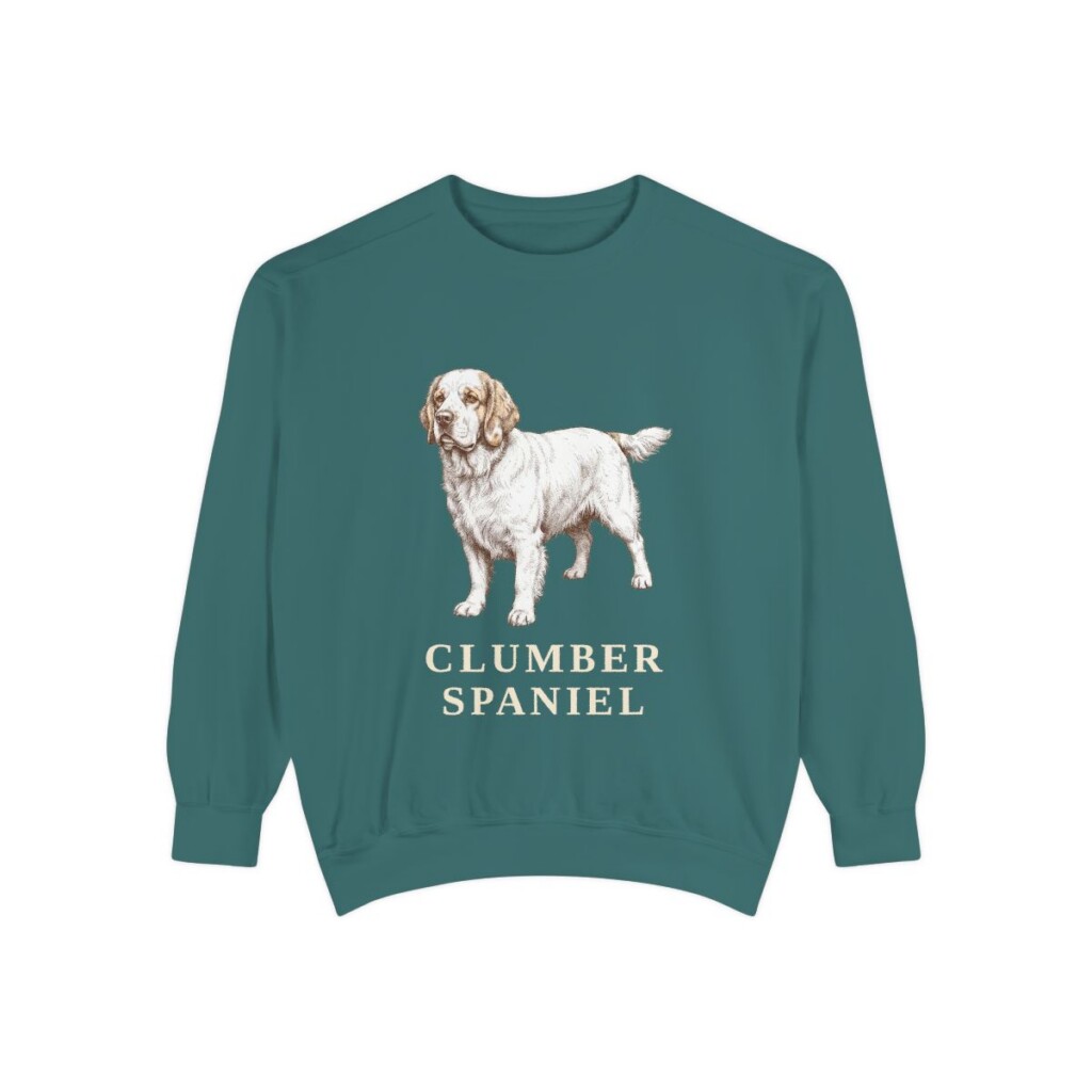 Clumber Spaniel Sweatshirt, Blue Spruce, front view