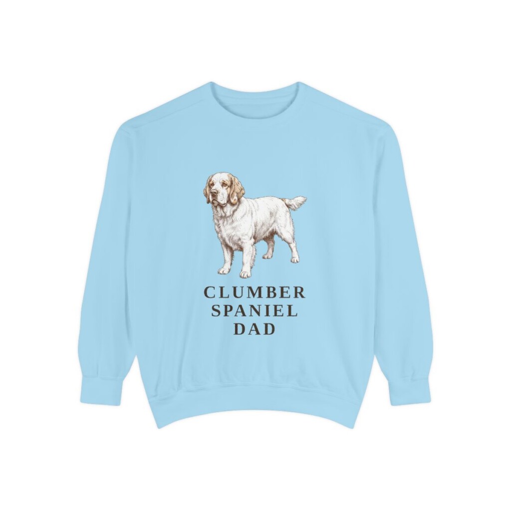 Clumber Spaniel Dad Sweatshirt, Chambray, front view