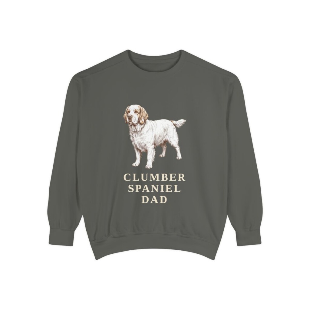 Clumber Spaniel Dad Sweatshirt, Pepper, front view