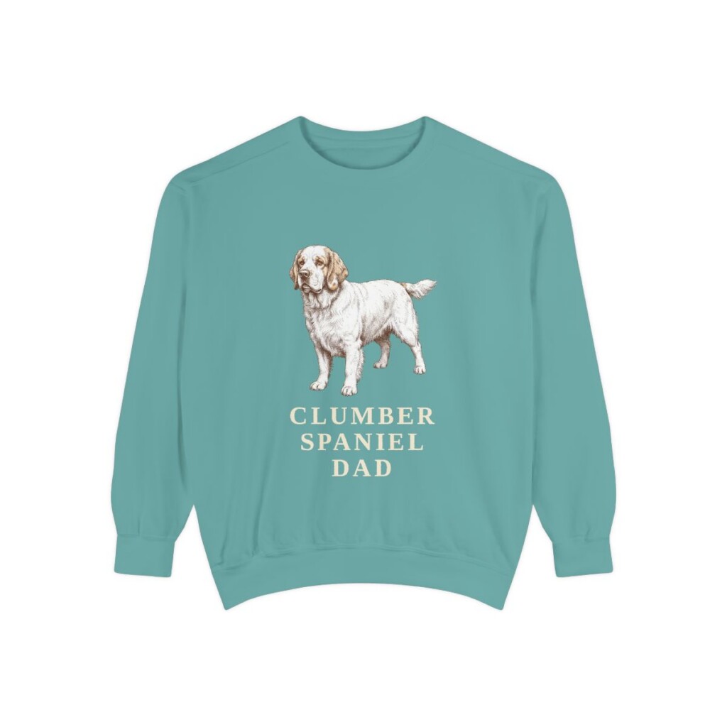 Clumber Spaniel Dad Sweatshirt, Seafoam, front view