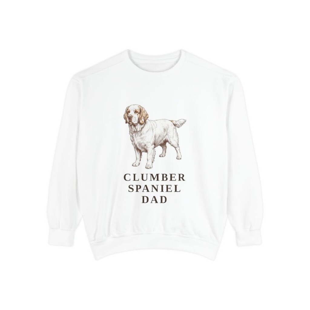 Clumber Spaniel Dad Sweatshirt, White, front view