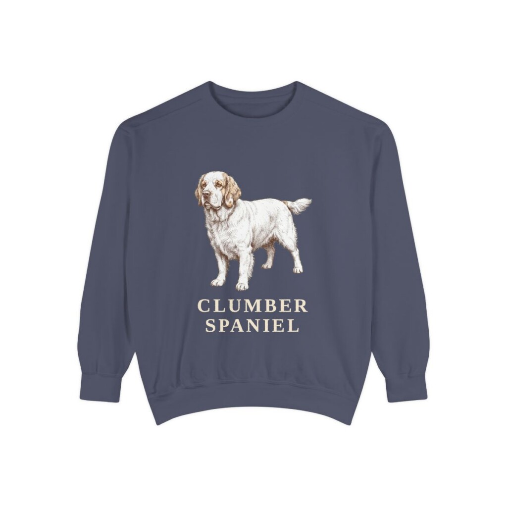 Clumber Spaniel Sweatshirt, Denim, front view