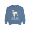 clumber-spaniel-sweatshirt-humor-blue-jean Clumber Spaniel Humor Sweatshirt, Blue Jean, front view