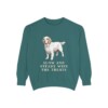 clumber-spaniel-sweatshirt-humor-blue-spruce Clumber Spaniel Humor Sweatshirt, Blue Spruce, front view