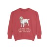 clumber-spaniel-sweatshirt-humor-crimson Clumber Spaniel Humor Sweatshirt, Crimson, front view