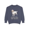 clumber-spaniel-sweatshirt-humor-denim Clumber Spaniel Humor Sweatshirt, Denim, front view