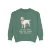 clumber-spaniel-sweatshirt-humor-light-green Clumber Spaniel Humor Sweatshirt, Light Green, front view