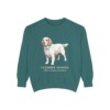 Clumber Spaniel Latin Sweatshirt, Blue Spruce, front view