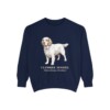 Clumber Spaniel Latin Sweatshirt, True Navy, front view