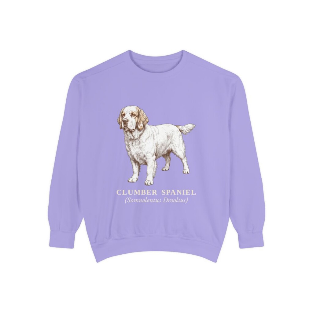 Clumber Spaniel Latin Sweatshirt, Violet, front view