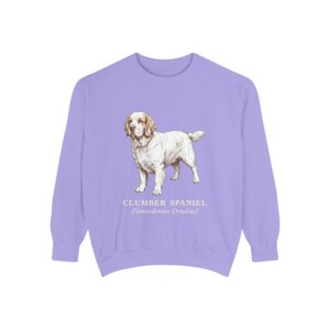 Clumber Spaniel Latin Sweatshirt, Violet, front view