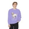 Clumber Spaniel Latin Sweatshirt, Violet, person 1 front