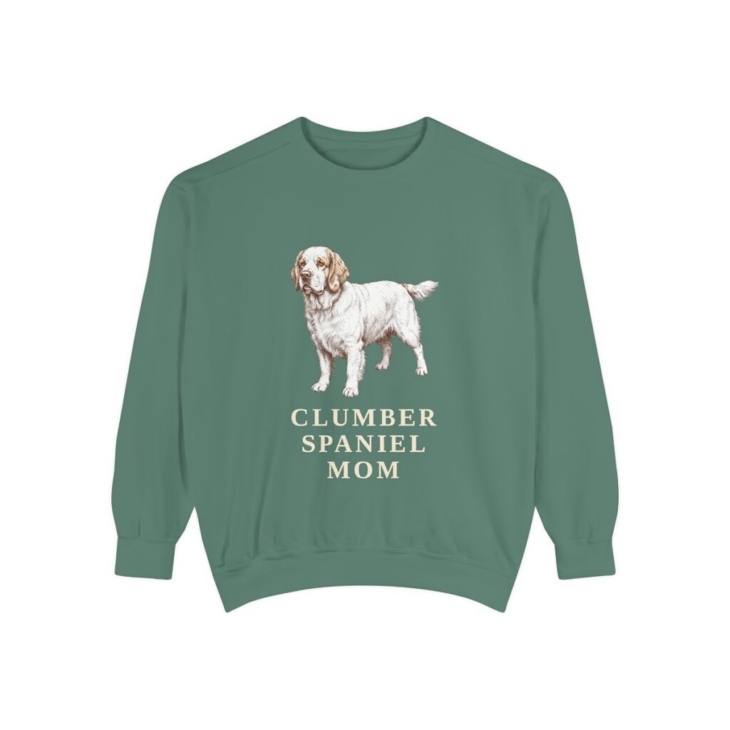 Clumber Spaniel Mom Sweatshirt, Light Green, front view