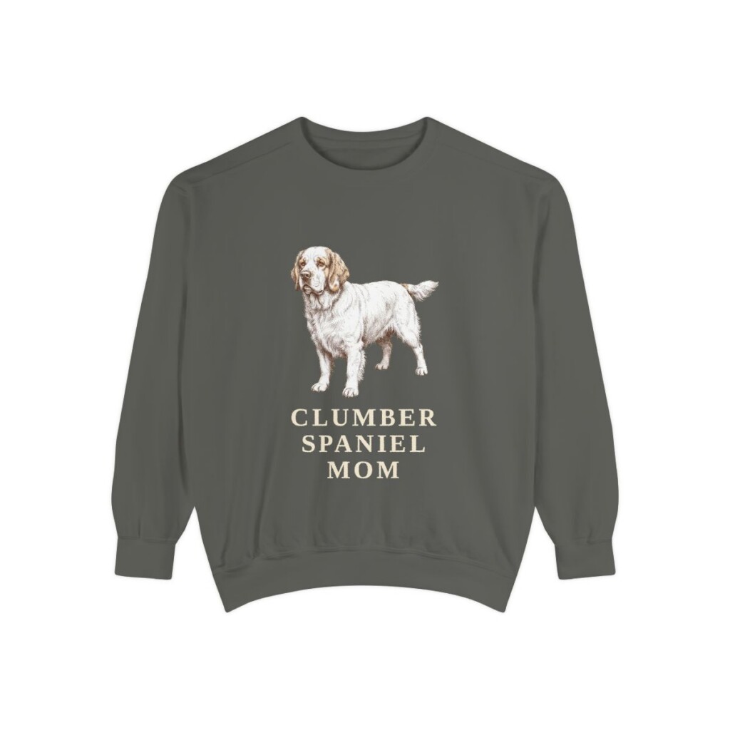 Clumber Spaniel Mom Sweatshirt, Pepper, front view