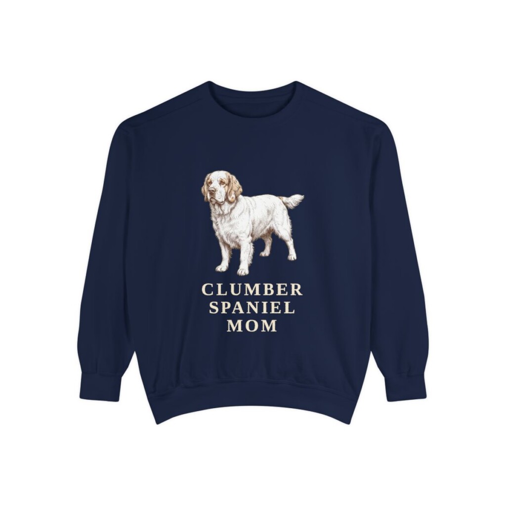 Clumber Spaniel Mom Sweatshirt, True Navy, front view