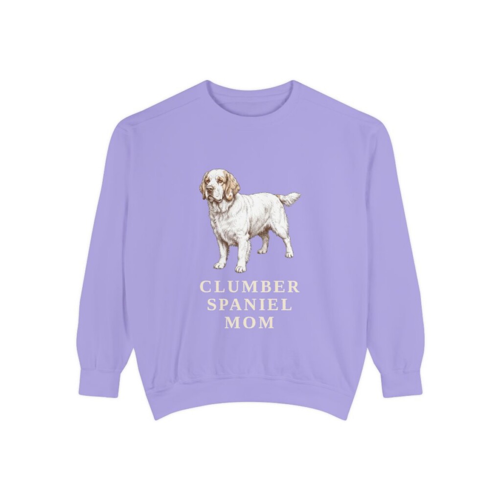 Clumber Spaniel Mom Sweatshirt, Violet, front view