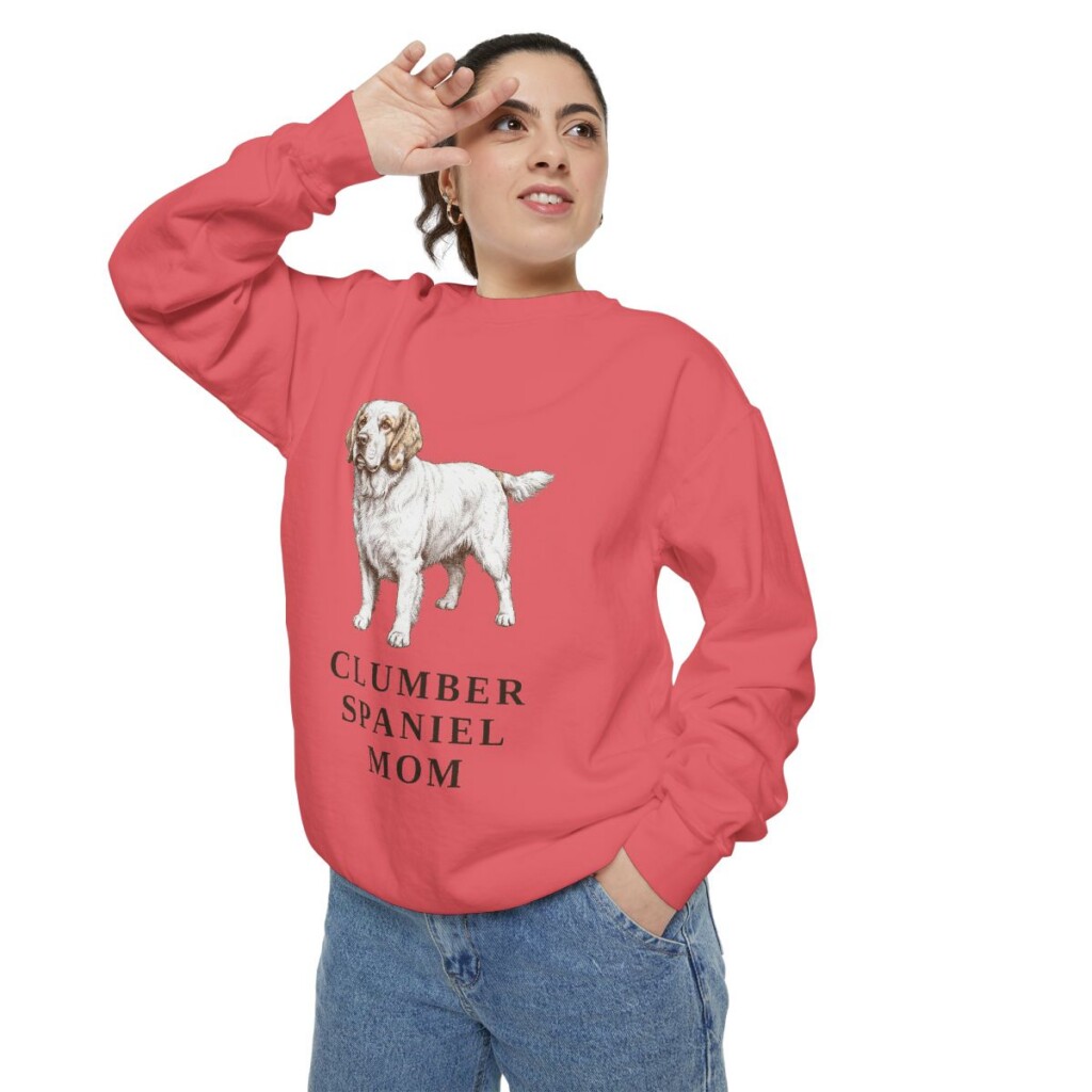 Clumber Spaniel Mom Sweatshirt, Watermelon, person 2 context
